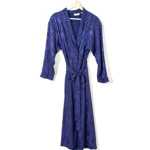 Vtg 90s Victorias Secret Jacquard Robe Kimono Bathrobe Purple Satin Gold Label